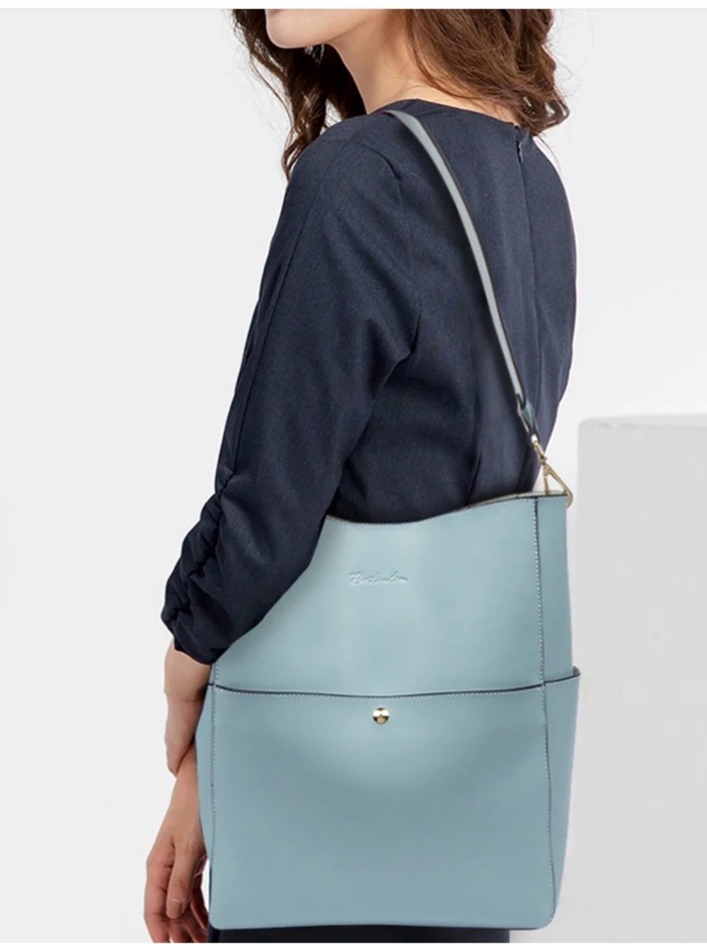Bostanten Lotty Genuine Leather Bucket Bag